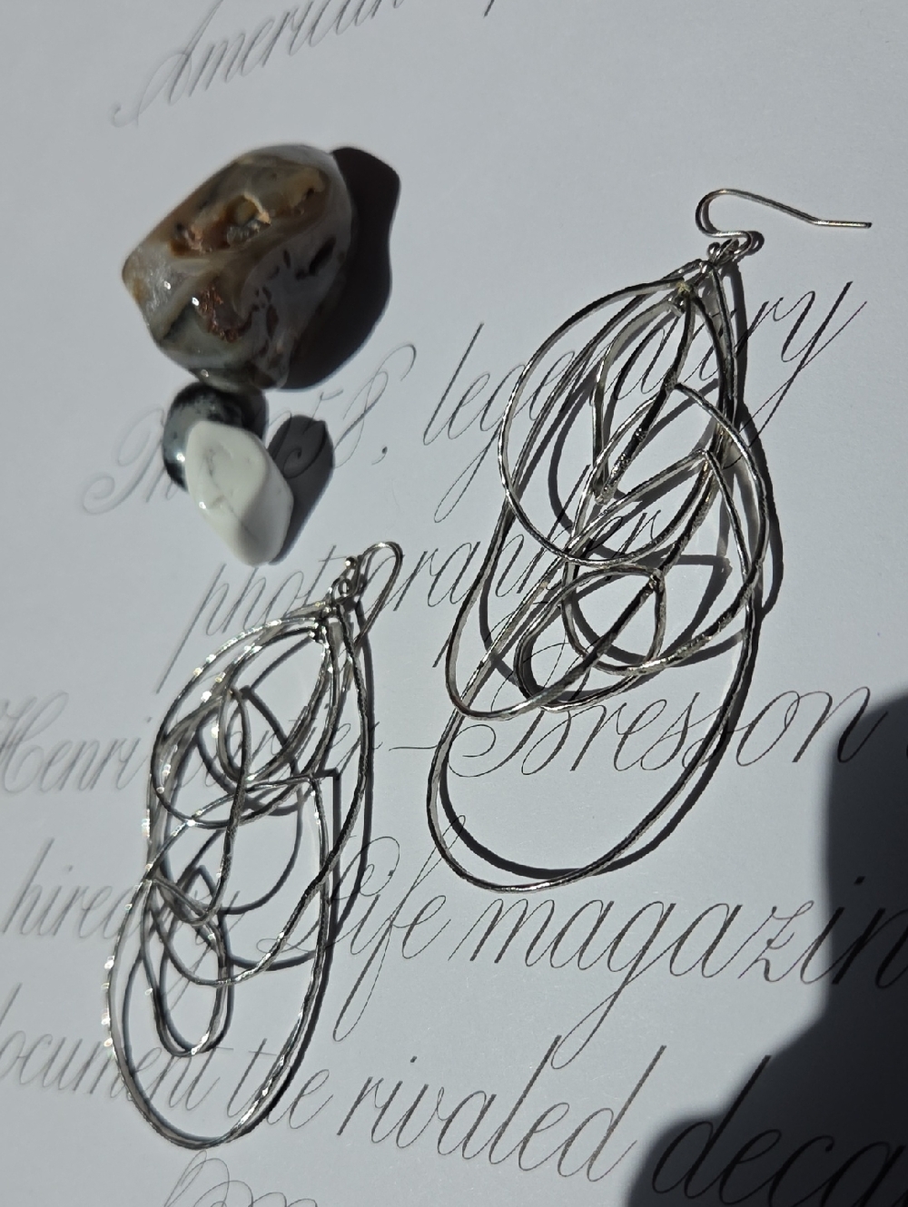 Express Semi-Precious Hanging Oval Wire Earrings. NWOT.